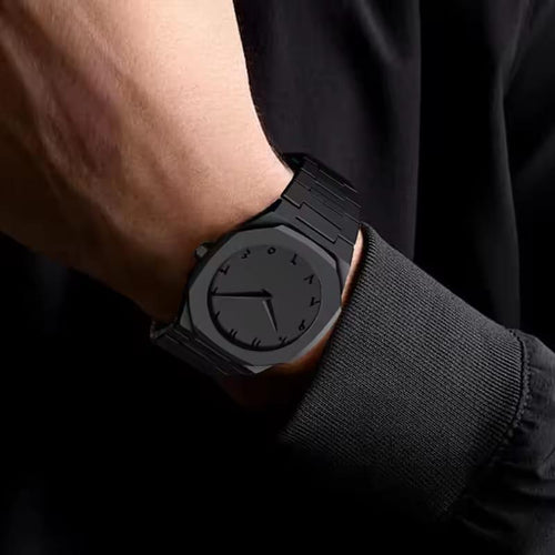 Black Carbon Fiber Men’s Watch – Quartz Matte Finish