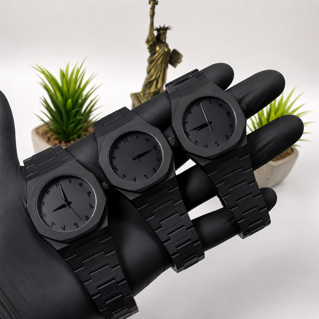 Black Carbon Fiber Men’s Watch – Quartz Matte Finish