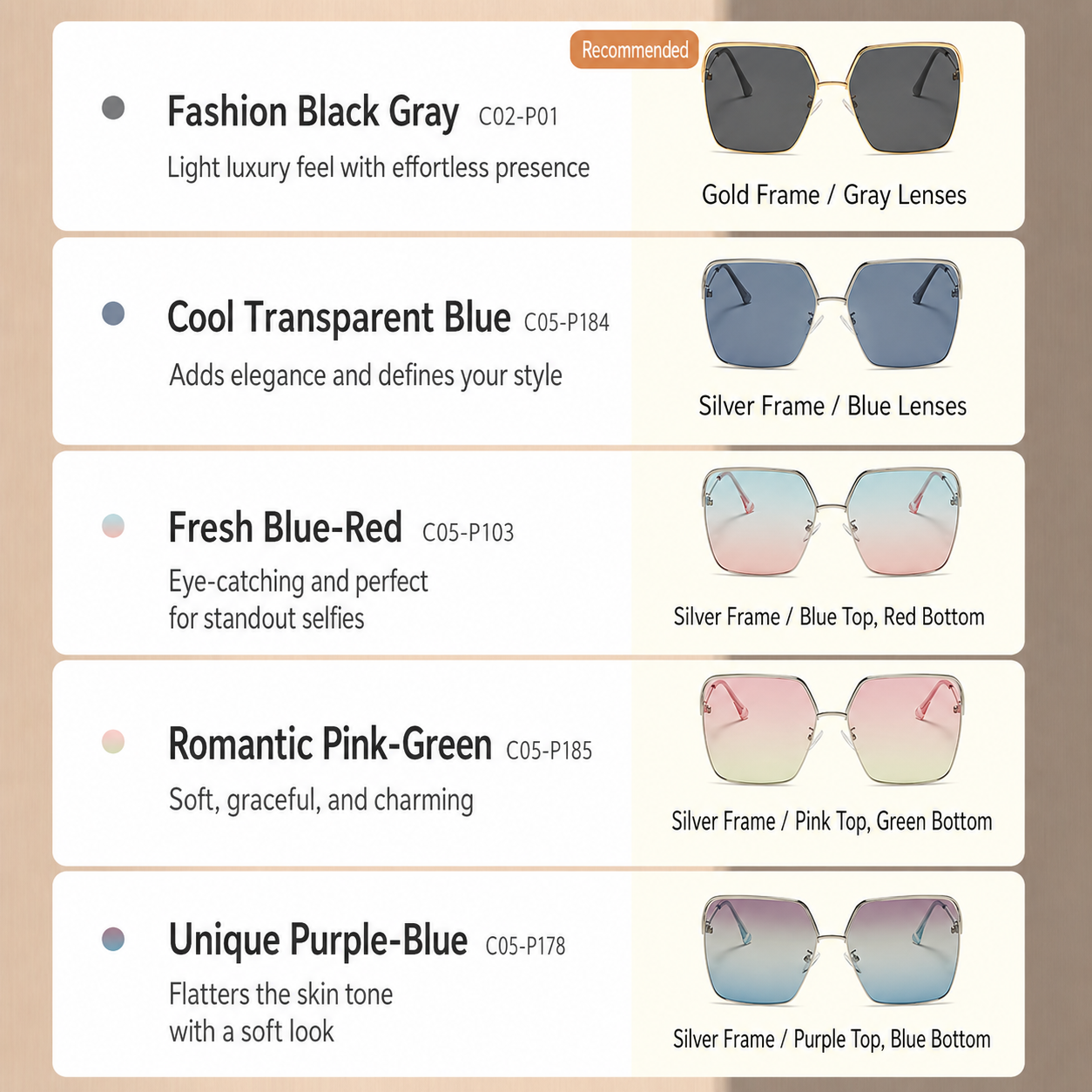 Women’s Gold Frame Polarized Sunglasses