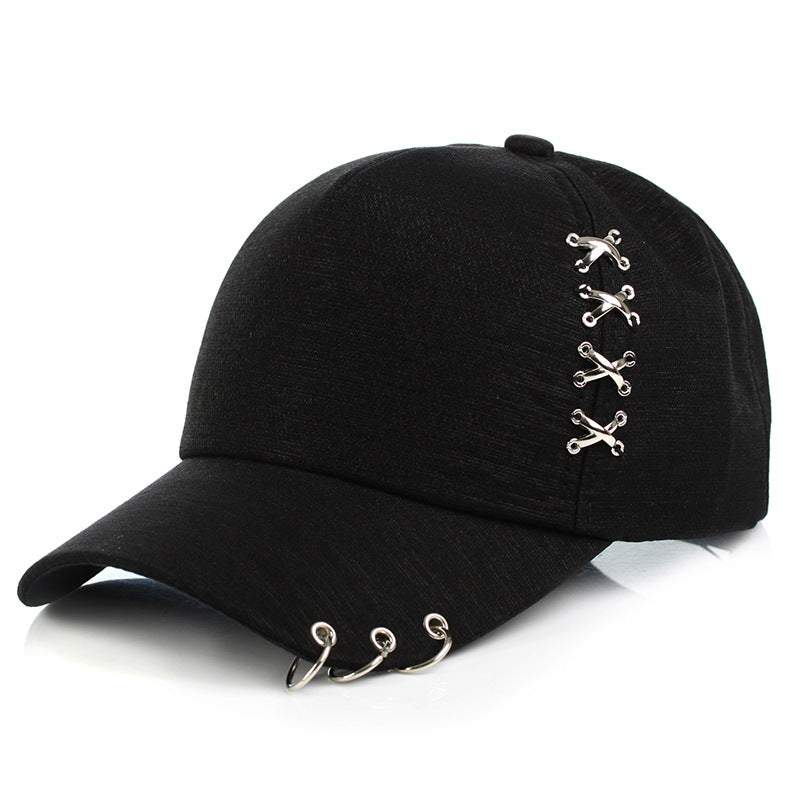 Black Metal Cross Hoop Baseball Cap for Men / Women